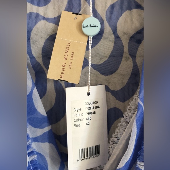 NWT Paul Smith Blue Henri Bendel Runway 100% Silk Ruffle Dress Resort Travel - Picture 7 of 9